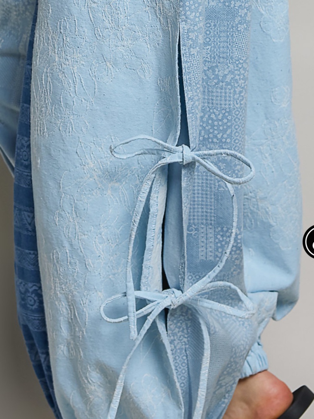 Light Blue Tie-Sleeve Top